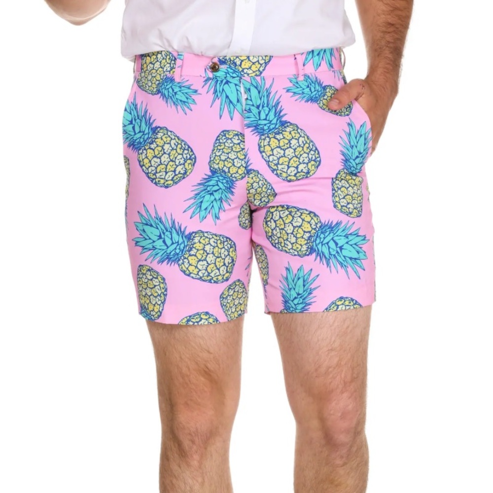 NWT Shinesty The Rum Ripper Pineapple Pink Causal Novelty Print Shorts Size 34